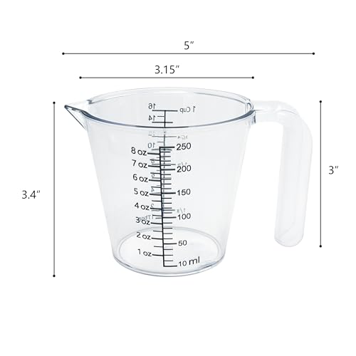 1 Cup Liquid Measuring Cup with Ounces, Food-Grade Plastic Measuring Cup with Permanent Laser-Etched Markings, Clear Single Measuring Cup - size: 8 fl oz