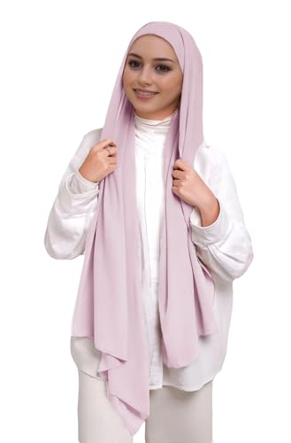 Lina & Lily Muslim Chiffon Instant Hijab Head Scarf with Matching Tie Back Jersey Undercap - color: Nude Pink