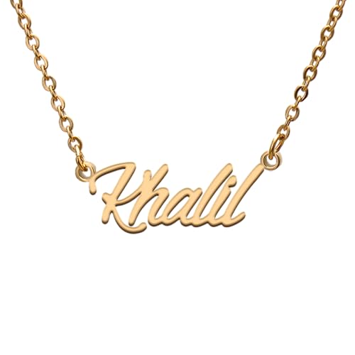Name Tag Necklaces for Her His Friends Familys Relationship Memory Jewelry Gift - style: Gold Color- Khalil