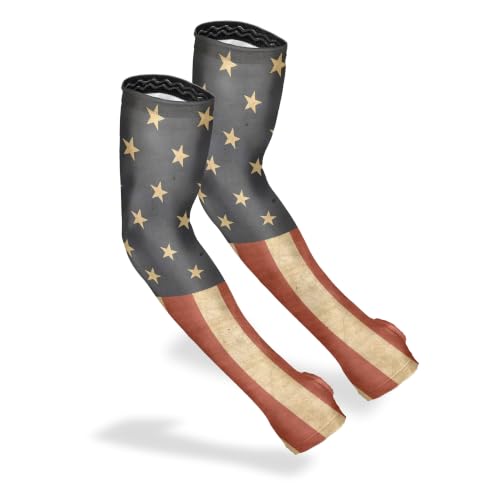 FARMER'S DEFENSE Gardening Arm Sleeves|UV Cooling Protective Sleeve Women & Men|Anti-Scratch Cover Sun UPF Outdoor Protection - Rustic Flag - XS - color: Rustic Flag, size: X-Small
