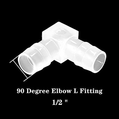 1/2" Hose Barb 90 Degree Elbow L Fitting, Equal Barbed Joint Splicer Mender Adapter Union Adapter for Boat Aquarium Fuel Gas Liquid Air (Pack of 5) - size: 1/2 Inch