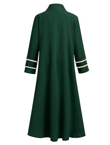 IDOPIP Muslim Dress for Girls Islamic Prayer Abaya Long Sleeve Cardigan Kaftan Robe Dresses with Hijab Ramadan Dubai Outfits - color: Blackish Green, size: 3-4 Years
