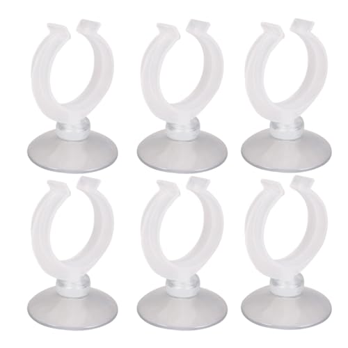 POPETPOP Aquarium Hose Clip 6-Pack, 1.77In Suction-Cup Water Pipe Clamp, Secure Tubing Holder for Fish Tank Airline & Heater Cord, Space-Saving Mount for Glass, Freshwater & Saltwater Tanks - size: 4.50X3.70X3.70CM
