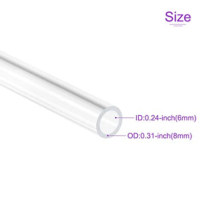 DMiotech 4pcs 1/4" x 5/16" x 12" Clear Acrylic Pipe Rigid Plastic Tubing for Aquarium Water Pipe, Water Cooling System, Plumbing - size: 1/4" x 5/16"
