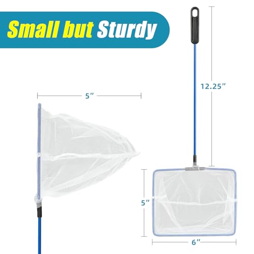 AQUANEAT Aquarium Fish Net, Small Fish Tank Cleaning Net, Food Wastes Skimmer for Small Ponds and Pools - size: 6 inch