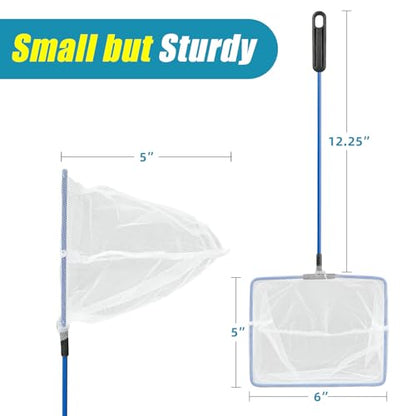 AQUANEAT Aquarium Fish Net, Small Fish Tank Cleaning Net, Food Wastes Skimmer for Small Ponds and Pools - size: 6 inch