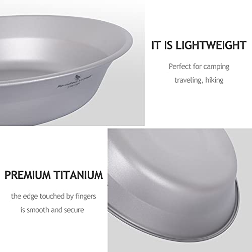 Boundless Voyage Ultralight Titanium Bowl Pan Plate Dish with Carry Bag Outdoor Camping Portable Tableware Cookware (Ti1112T (Shallow Bowl)) - color: Ti1112T (Shallow Bowl)
