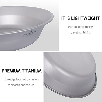 Boundless Voyage Ultralight Titanium Bowl Pan Plate Dish with Carry Bag Outdoor Camping Portable Tableware Cookware (Ti1112T (Shallow Bowl)) - color: Ti1112T (Shallow Bowl)