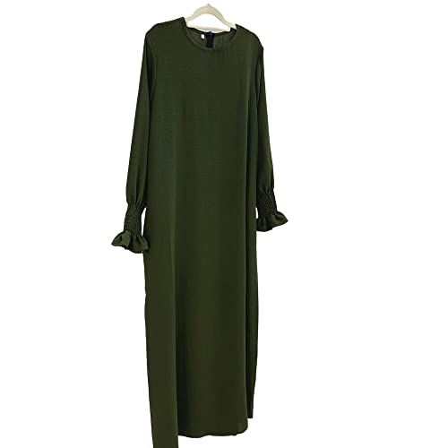 Women Prayer Dress Muslim Ramadan Garment Abaya Dubai Islam Jilbeb Long Dress Without Hijab - color: Army Green, size: Small