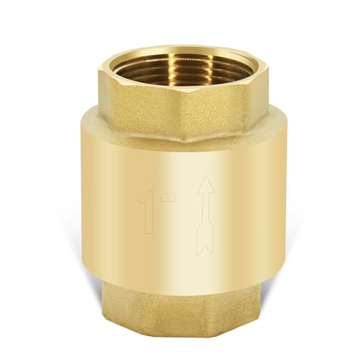 1" NPT Vertical Spring Check Valve, Brass, Heavy-Duty, Female Thread, DN25 | Non-Return Lift Spring Design, Prevents Backflow, Protect Pumps, Quick Shutoff, for Vertical Piping, for Water, Oil, Gas, Air - size: 1"-NPT