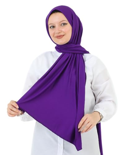 Prien Hijab for Women Viscose Scarf Lightweight Muslim Hijabs Long Shawl Islamic Scarves Turkey Silk Headscarf for Womens - color: Purple
