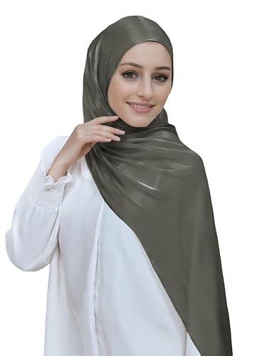 Lina & Lily Sheen Shimmer Women's Crepe Scarf Shawl Wrap Head Hijab Lightweight - color: Dark Gray