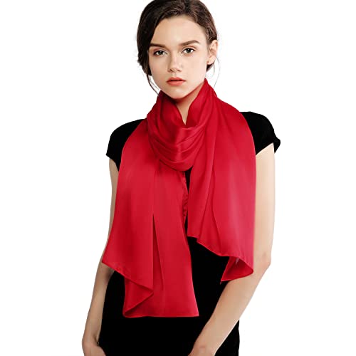 RIIQIICHY Women Shawls and Wraps for Evening Dresses Like Chiffon Silk Scarf Formal Silky Pashmina Shawls for Weddings - color: Red