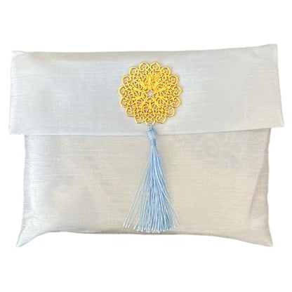 Muslim Prayer Rug and Beads with Elegant Slub Fabric Bag | Janamaz | Sajadah | Soft Islamic Prayer Rug | Islamic & Mawlid Gifts | Prayer Carpet Mat, Taffeta Fabric (Blue, 1 Sets) - color: Blue, size: 1 Sets