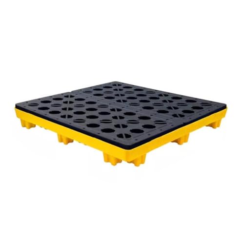 Modular Leak Platform/Grid Pads.Modular Spill Containment Tray - Heavy-Duty Oil Drum Holding Platform, Leak-Proof Spill Pallets for Safe Storage and Environmental Protection，（Yellow，120 * 120* - size: 120*120*18cm