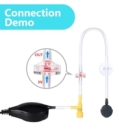 Aquarium Air Pump Mini Fish air Pump Super Quiet Fish Bowl air Pump for Up to 10 Gallon Fish Tank 1.5 Watts 310ml/min - color: Black-Complete Kit