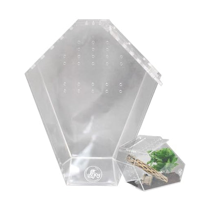 Coffin Shaped Jumping Spider Enclosure 9.5”x7.5”x5” Tarantula Enclosure Reptile Terrarium w/Sliding Magnetic Door. Great Reptile Tank Acrylic Aquarium Spider Box for Terrestrial or Arboreal Animal. - size: Coffin Jumping Spider Enclosure 9.5"x7.5"x5"