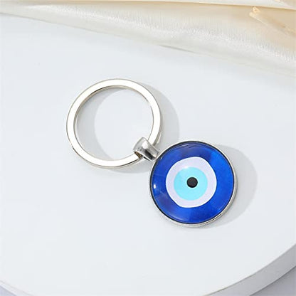 FORUBUS Evil Eye Keyring For Women Men Protection Amulet Keepsake, Turkish Eye Hamsa Hand Key Chains Bring Luck Jewelry - color: C Silver