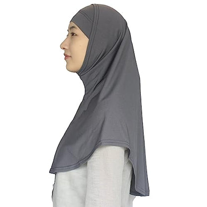 Women's Muslim Hijab Al-Amira Hijabs 2 Pieces with Tube Underscarf Cap Instant Soft Scarf - color: Gray