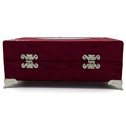 Modefa Islamic Turkish Holy Quran in Arabic with Keepsake Velvet Gift Case & Prayer Beads (Red #418) - color: Red #418