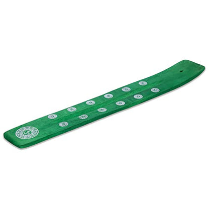 Bless-International Traditional-Handmade-Burner Wooden-Incense-Stick-Holder Ash-Catcher-Stand for-Aromatherapy-Meditation-Yoga (Earth Green) 10 Inches, Pack of 1 - color: Earth Green,10 Inch, size: One Holder
