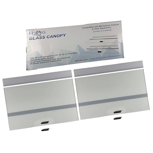 H2Pro Glass Canopy Aquarium Lid for Fresh & Saltwater Fish Tanks (M48GT for Marineland 75/90 / 110 Gallon Aquariums) - color: M48GT for Marineland 75 / 90 / 110 Gallon
