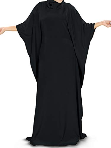 MyBatua Women's Kaftan, Free Size Abaya, Dubai Islamic Dress, Muslim Maxi KF-001 - color: Black