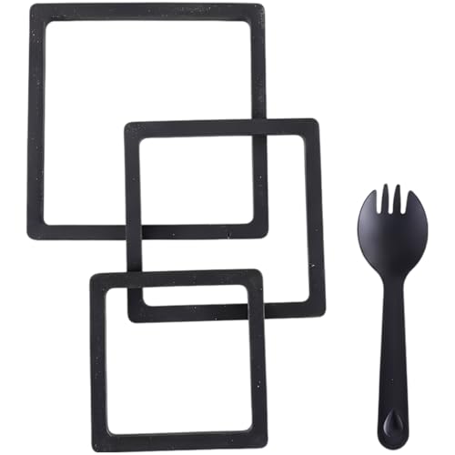Floating Fish Feeding Ring Set, Square, 3 Sizes, Aquarium Decoration Interception Tool for Duckweed Control and Food Spread Prevention, with Spoon, Guppy Friendly