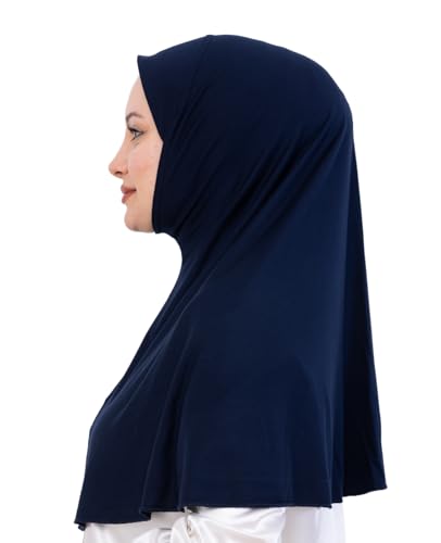 Prien Ready Hijab For Women, One Piece Muslim Instant Turban, Easy To Wear Long Head Scarf, Turkish Islamic Clothes For Abaya - color: Navy Blue