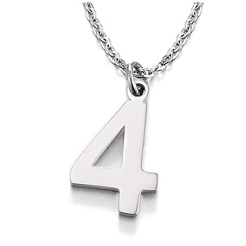 COOLSTEELANDBEYOND Womens Mens Stainless Steel Arabic Numerals Number 1-8 Pendant Necklace with Adjustable Rope Chain - style: 4