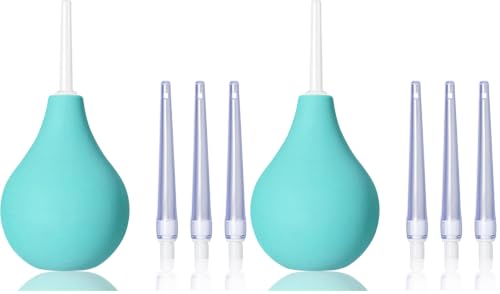 TopQuaFocus 8oz Enema Bulb Kit Anal and Vaginal Douche Bulb for Men Flushing System Enemas Silicone Bulb 4 Replaceable Tips (Green, 224ml) (Pack of 2) - color: Green, size: 224ml (Pack of 2)