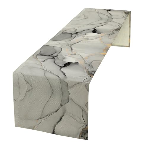 Marble Table Runner, Grey White Cloud Textured Ink Painting Art Table Decoration for Kitchen Dining Party Wedding Home Decor, 13x36 Inch - color: Marble -12, size: W13"x L36"