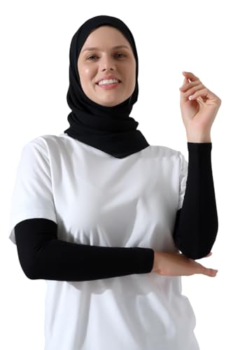 ihvan online, Hijab Sleeves for Women, Muslim Arm Sleeve for Prayer, Women's Soft Stretchy Modest Sleeves to Cover Arms - color: Black