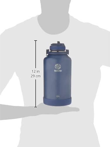 Takeya 64 oz Actives Stainless Steel Water Bottle with Straw Lid – Leakproof, Double-Wall Insulated, Keeps Drinks Cold 24 hrs/Hot 12 hrs, BPA-Free, Powder-Coated, Gym & Travel, Midnight Blue - color: Midnight Blue, size: 64 Ounces