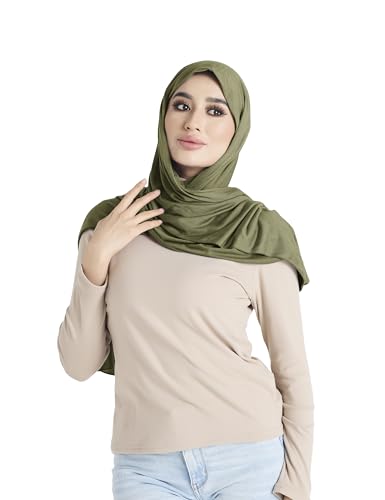 Premium Jersey Hijab Scarf for Women - Muslim Head Scarf - color: Olive