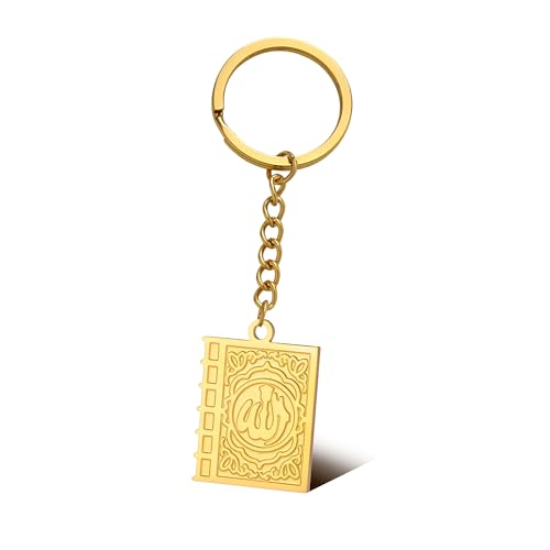 Keychain with Allah Square-shaped Keychain Islam Surah Koran Muslim Amulet Allah Keyrings Religious Keychain Jewelry - color: Allah-k-g