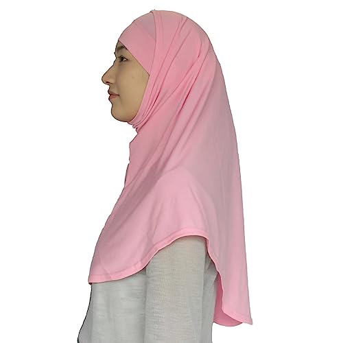 Women's Muslim Hijab Al-Amira Hijabs 2 Pieces with Tube Underscarf Cap Instant Soft Scarf - color: Pink