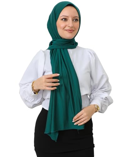 Prien Hijab for Women Viscose Scarf Lightweight Muslim Hijabs Long Shawl Islamic Scarves Turkey Silk Headscarf for Womens - color: Emerald