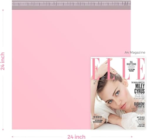 Metronic Poly Mailers 24x24 300 Pack, Self Seal Large Shipping Bags for Clothing, Waterproof Shipping Envelopes for Small Businesses, Flexible Mailers Poly Bags Plastic Bags Packages Bags Light Pink - size: 24x24 300PC