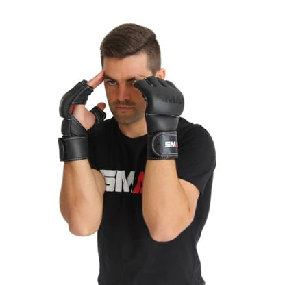 SMAI Elite85 Leather MMA Grappling Gloves - Competition Punching Mitts and MMA Gear for Men, Women and Youth - Made for Martial Arts Sparring, Punch Training and Bag Work. - size: Small
