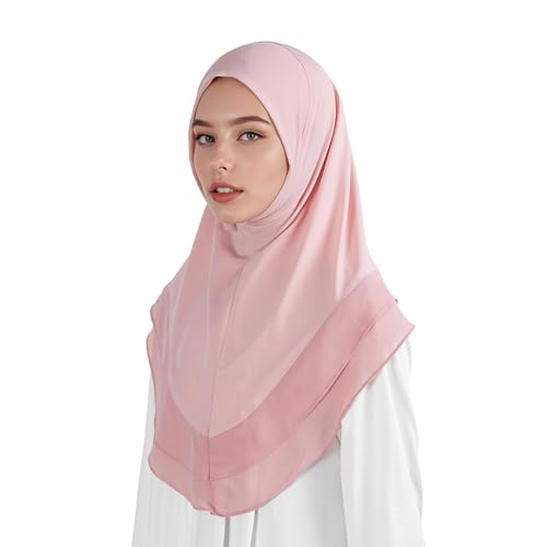 Hijab for Women Muslim Patterned Headscarf Arabian Headscarf Islamic Khimar Prayer Cloth Hijab Scarf for Women - color: Pink