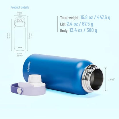 32 oz Insulated Water Bottle Royal Blue Stainless Steel Flask | Keep Cold 24 Hours Hot 12 Hours - Leakproof Twist Spout Lid & Flex Handle - No Straw Metal Water Bottle for Gym & Athletics - color: Twilight Wave