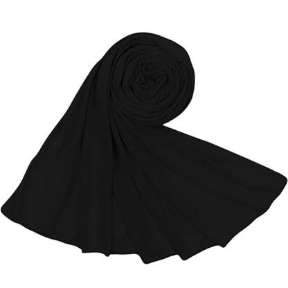 Hijab Scarf for Women Soft Cotton Muslim Jersey Hijab Head Wrap Scarves Fashion Long Scarf Shawls - color: Black