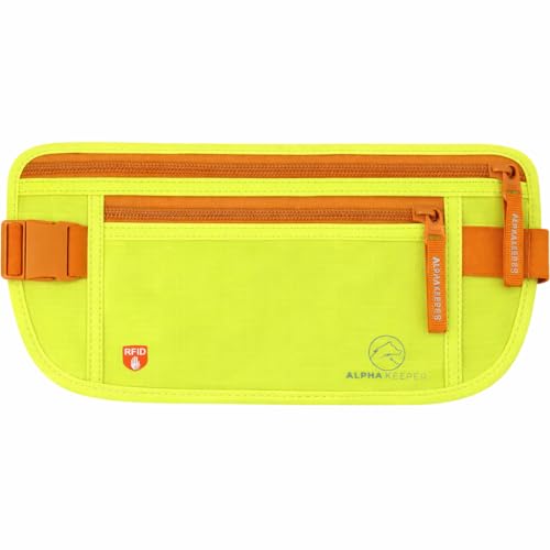 Alpha Keeper Money Belt for Travel Hidden Under Clothes – RFID Blocking Passport Holder & Slim Waist Wallet Pouch for Women & Men, Anti-Theft Travel Accessories - color: Lemonade Flare