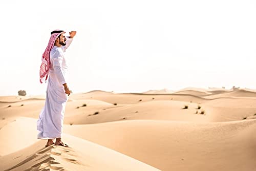 PENINSULA LOVE Men Arab Shemagh keffiyeh Scarf Muslim Turban Middle East Desert Hijab Head Wrap Shemagh with Aqel Rope 54x54 - color: Red