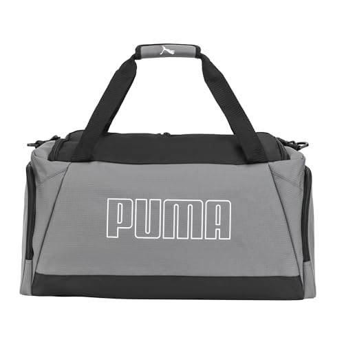 PUMA unisex-adult Accelerator Duffel Bag with Removable Strap & Shoe Pocket - color: Cast Iron/Black/White