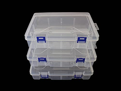 3pcs Clear Plastic Organizer Container Box, 8.7'' x5.9'' x 2.4 '' Containers Storage with Snap-tight Closure Latch For Pencils, Puzzles, Beads,Jewelry Making & Sewing Crafts (22x15x6cm) - size: 3pcs Large Box