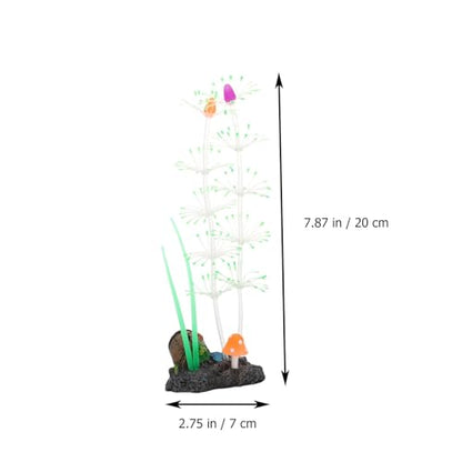 SUPVOX Luminous Green Aquarium Fake Plant Fish Tank Decor Vivid Silicone Underwater Grass for Freshwater and Saltwater Aquariums