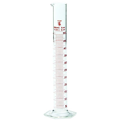 500ml Graduated Cylinder, Borosilicate 3.3 Glass, Single Metric Scale, Karter Scientific 213I7 (Case of 10) - size: 500ml, style: Pack of 10
