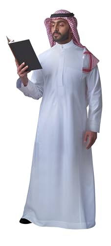 JPXH Men's Muslim Clothes Islamic Thobe Middle Eastern Kaftan Dress Abaya Dubai Arab Robes - size: Medium